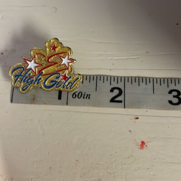 1.25” gold tone star design w/red white & blue enamel hat lapel pin tie tack - Picture 7 of 8